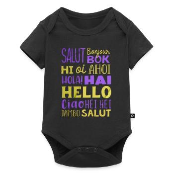 Word Hello Différentes Langues, Professeur de langue - Body à manches courtes Premium Bébé - noir - Devant