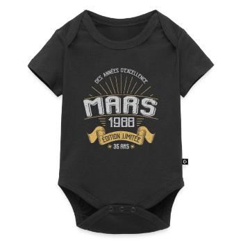 Mars 1988 35 Ans Anniversaire Vintage Idée Cadeau - Body à manches courtes Premium Bébé - noir - Devant