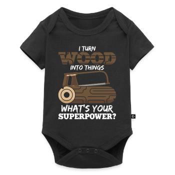 I turn wood into things What is yours - Baby Premium short-sleeve bodysuit - black - Front