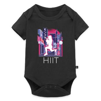 Vaporwave Synthwave Skyline HIIT - Body à manches courtes Premium Bébé - noir - Devant