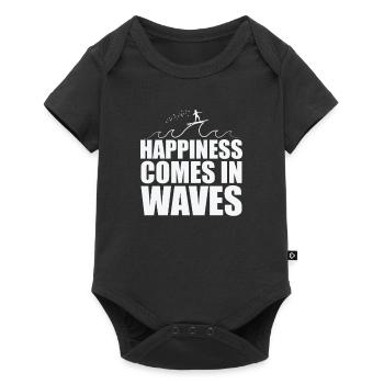 Happiness comes in Waves surfing surfing - Baby Premium short-sleeve bodysuit - black - Front