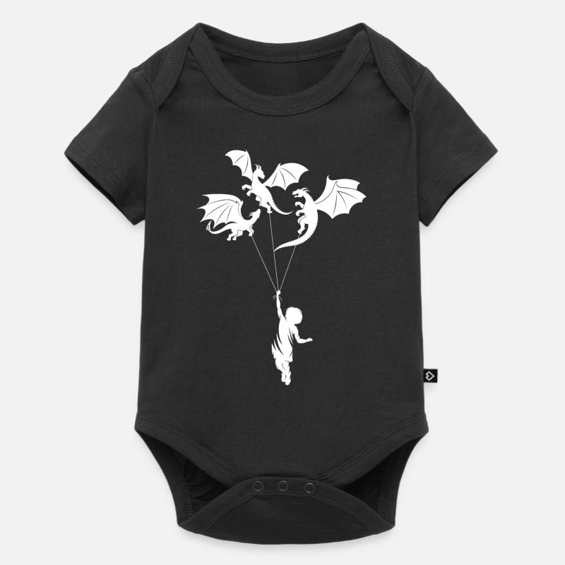 Drôle de petit garçon branché avec dragon - Body à manches courtes Premium Bébé - noir