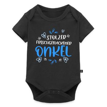 Stolzer frischgebackener Onkel witziges Onkel - Baby Premium Kurzarmbody - Schwarz - Vorne