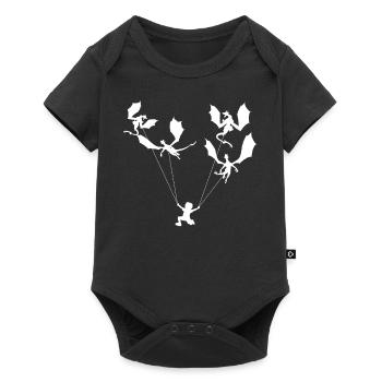 Lustiger Trendiger Kleiner Junge Mit Drachen - Baby Premium Kurzarmbody - Schwarz - Vorne
