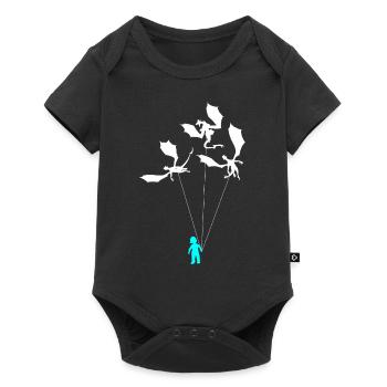Lustiger Trendiger Kleiner Junge Mit Drachen - Baby Premium Kurzarmbody - Schwarz - Vorne
