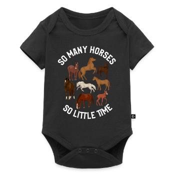 So many horses, so little time, riding - Baby Premium short-sleeve bodysuit - black - Front