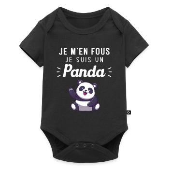 Je m'en fous je suis un panda Humour Cadeau - Body à manches courtes Premium Bébé - noir - Devant
