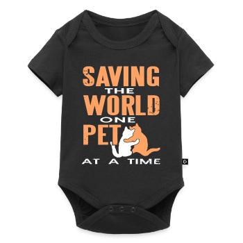 Sauver le monde un animal à la fois Design rétro - Body à manches courtes Premium Bébé - noir - Devant