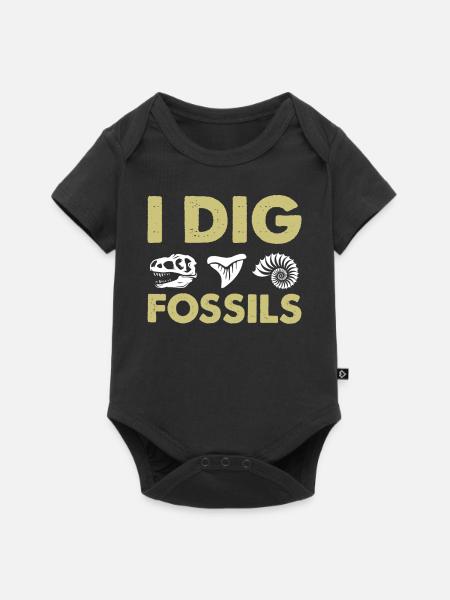 Archaeology Saying - I Dig Fossils - Baby Premium Kurzarmbody - Schwarz