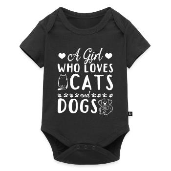 Amoureux des chiens Amoureux des chats Une fille, depuis - Body à manches courtes Premium Bébé - noir - Devant