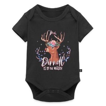 Mei Dirndl Is In Da Wäsch - Baby Premium Kurzarmbody - Schwarz - Vorne