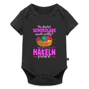 Häkeln - Baby Premium Kurzarmbody - Schwarz - Vorne