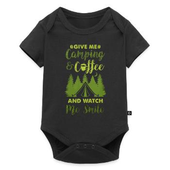 Camping et café, amateurs de plein air - Body à manches courtes Premium Bébé - noir - Devant