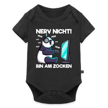 Nerv nicht bin am Zocken Gaming Panda - Baby Premium Kurzarmbody - Schwarz - Vorne