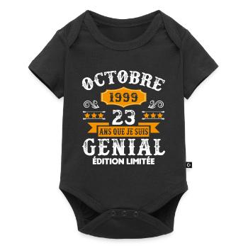 23 Ans Anniversaire Vintage Né(e) en Octobre 1999 - Body à manches courtes Premium Bébé - noir - Devant