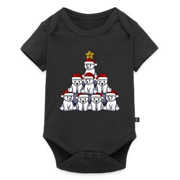 Arbre de Noël de l’ours polaire - Body à manches courtes Premium Bébé - noir - Devant