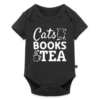 Chats Livres Thé I Livre Lire Chat Amoureux Buc - Body à manches courtes Premium Bébé - noir - Devant