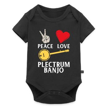 Peace Love Plectrum Banjo Instrument - Baby Premium short-sleeve bodysuit - black - Front