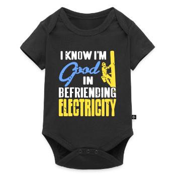 Je sais que je suis bon pour me lier d’amitié avec l’électricité drôle - Body à manches courtes Premium Bébé - noir - Devant
