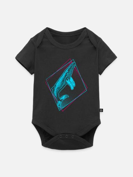 Buckelwal - Baby Premium Kurzarmbody - Schwarz