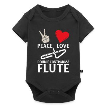 Peace Love Double Contrabass Flute Music - Baby Premium Kurzarmbody - Schwarz - Vorne