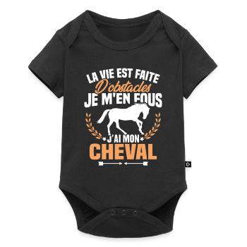 Je m'en fous j'ai mon cheval, Cadeau équitation - Body à manches courtes Premium Bébé - noir - Devant