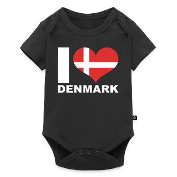 J’aime le drapeau du cœur du Danemark - Body à manches courtes Premium Bébé - noir - Devant