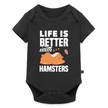 Drôle de cadeau de hamster - Body à manches courtes Premium Bébé - noir - Devant