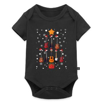 Guitare Père Noël Casquette Sapin de Noël Drôle - Body à manches courtes Premium Bébé - noir - Devant