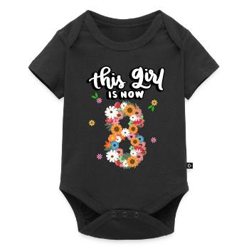 Cette fille est maintenant 8 Fleurs Colorées 8. - Body à manches courtes Premium Bébé - noir - Devant