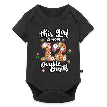 Dieses Mädchen Ist Jetzt 12 Double Digits Floral - Baby Premium Kurzarmbody - Schwarz - Vorne
