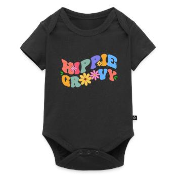 Hippie Groovy Bloom Floral Theme Colorful Leisure - Baby Premium short-sleeve bodysuit - black - Front