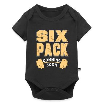 Six Pack Coming Soon Funny Retro Fitness Trainer - Baby Premium Kurzarmbody - Schwarz - Vorne
