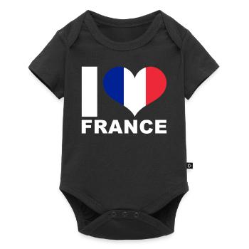 J’aime la France drapeau du cœur France - Body à manches courtes Premium Bébé - noir - Devant