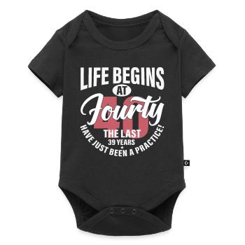 la vie commence à 40 ans - Body à manches courtes Premium Bébé - noir - Devant