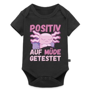 Positiv auf Müde getestet Axolotl Fun - Baby Premium Kurzarmbody - Schwarz - Vorne