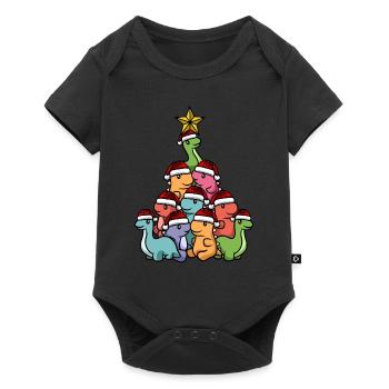 Arbre de Noël des dinosaures - Body à manches courtes Premium Bébé - noir - Devant