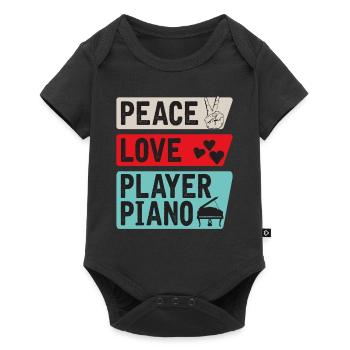 Peace Love Player Instrument de musique de piano - Body à manches courtes Premium Bébé - noir - Devant