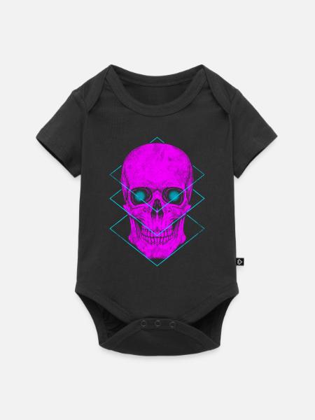 Vaporwave Schädel - Baby Premium Kurzarmbody - Schwarz