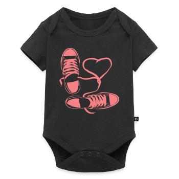 Schuh Schuhe Sportschuh Halbschuhe Sneaker - Baby Premium Kurzarmbody - Schwarz - Vorne