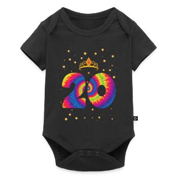 20th birthday Krone | Tie Dye Themed Birthday - Baby Premium short-sleeve bodysuit - black - Front