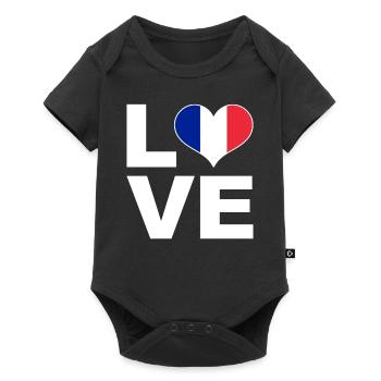 J’aime la France drapeau du cœur France - Body à manches courtes Premium Bébé - noir - Devant