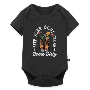 Hiking Hiking Boots Soul clean Boots dirty - Baby Premium short-sleeve bodysuit - black - Front