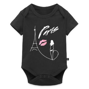 One Line Drawing Mrs. Eiffel Tower Paris Kussmund - Baby Premium short-sleeve bodysuit - black - Front