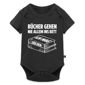 Bücher Gehen Nie Allein Ins Bett Ich Mag Bücher - Baby Premium Kurzarmbody - Schwarz - Vorne