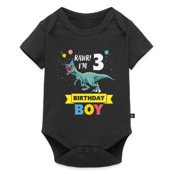 Kids 3 Year Old Shirt 3rd Birthday Boy T Rex - Baby Premium short-sleeve bodysuit - black - Front