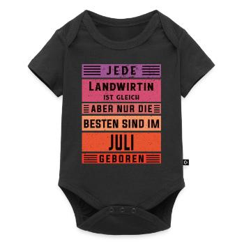 Bauern Geburtstag Juli geboren Landwirtin - Baby Premium Kurzarmbody - Schwarz - Vorne