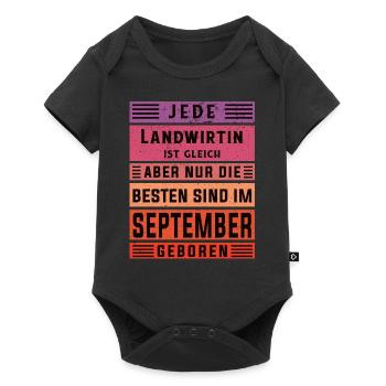 Bauern Geburtstag September geboren Landwirtin - Baby Premium Kurzarmbody - Schwarz - Vorne