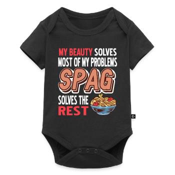 Spag résout le reste de mes problèmes T-Shirt amusant - Body à manches courtes Premium Bébé - noir - Devant