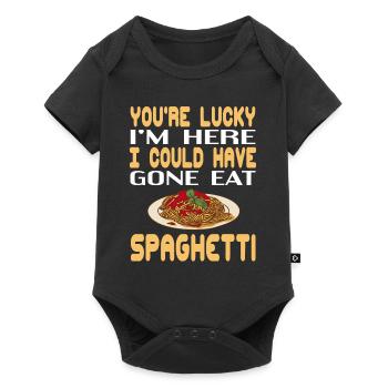 Tu as de la chance que je sois ici sois allé manger des spaghettis - Body à manches courtes Premium Bébé - noir - Devant